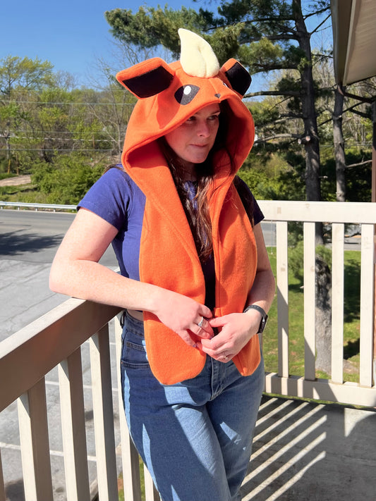 Fire Dog Hat with Pockets Scoodie Style
