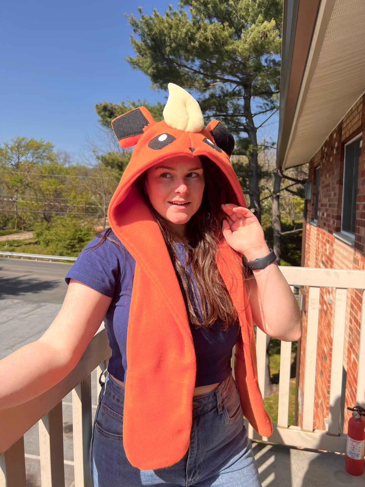 Fire Dog Hat with Pockets Scoodie Style