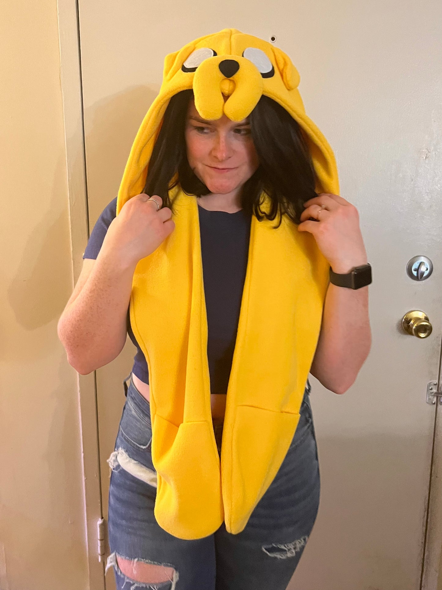 Yellow Dog Hat with Pockets Scoodie Style