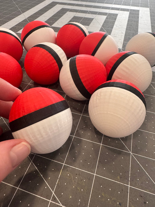 10 Pack of 3D Printed Red & White Ball Capsule for Gashapon/Claw Machine