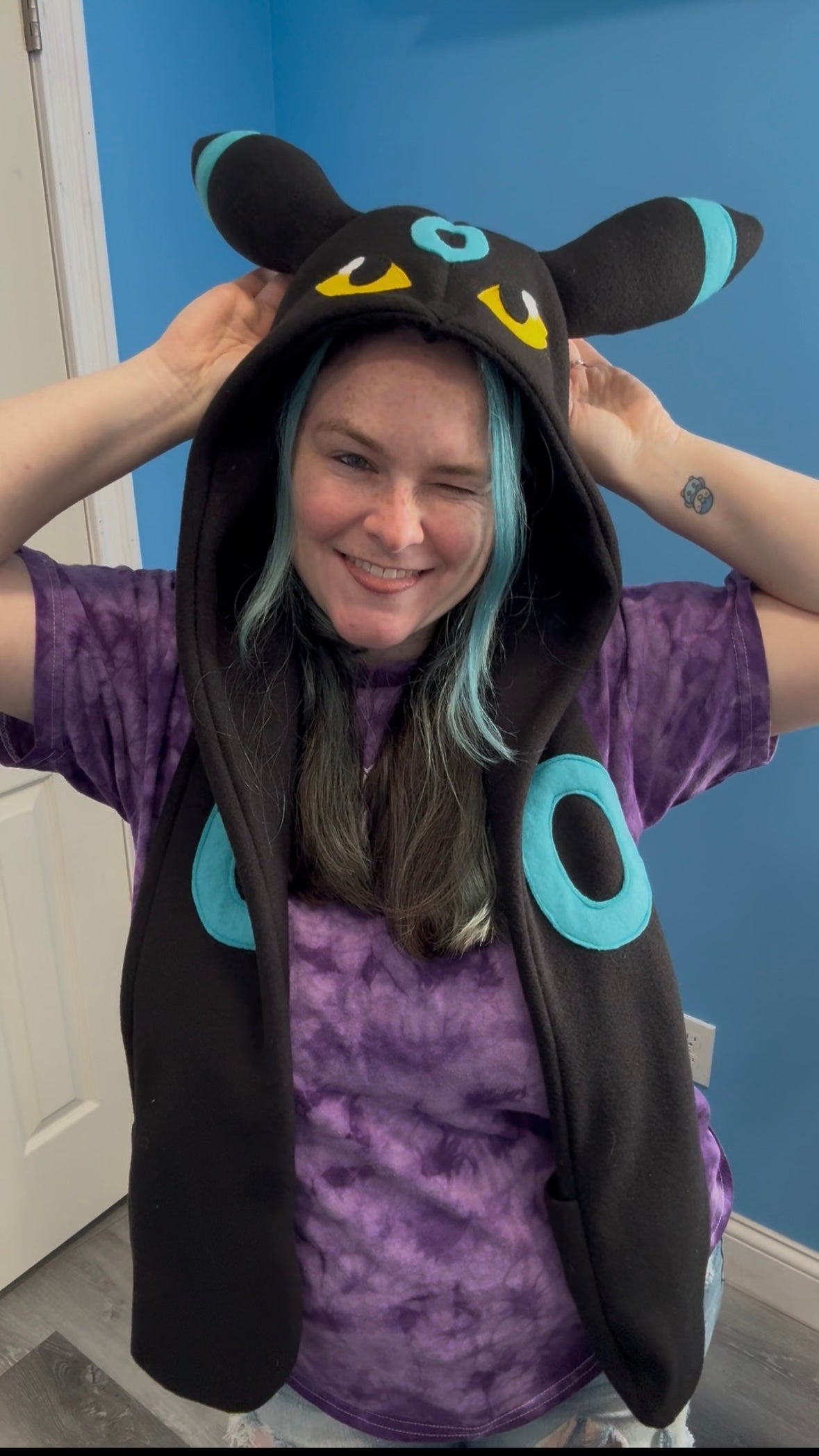 Dark Dog Hat with Pockets Scoodie Style