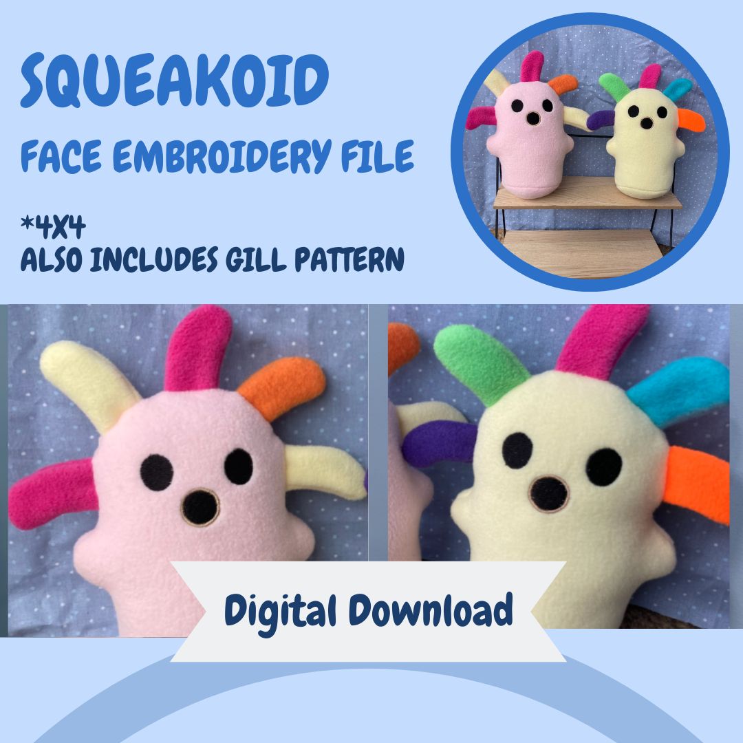 Squeak Plush Embroidery Pattern Face and Gills