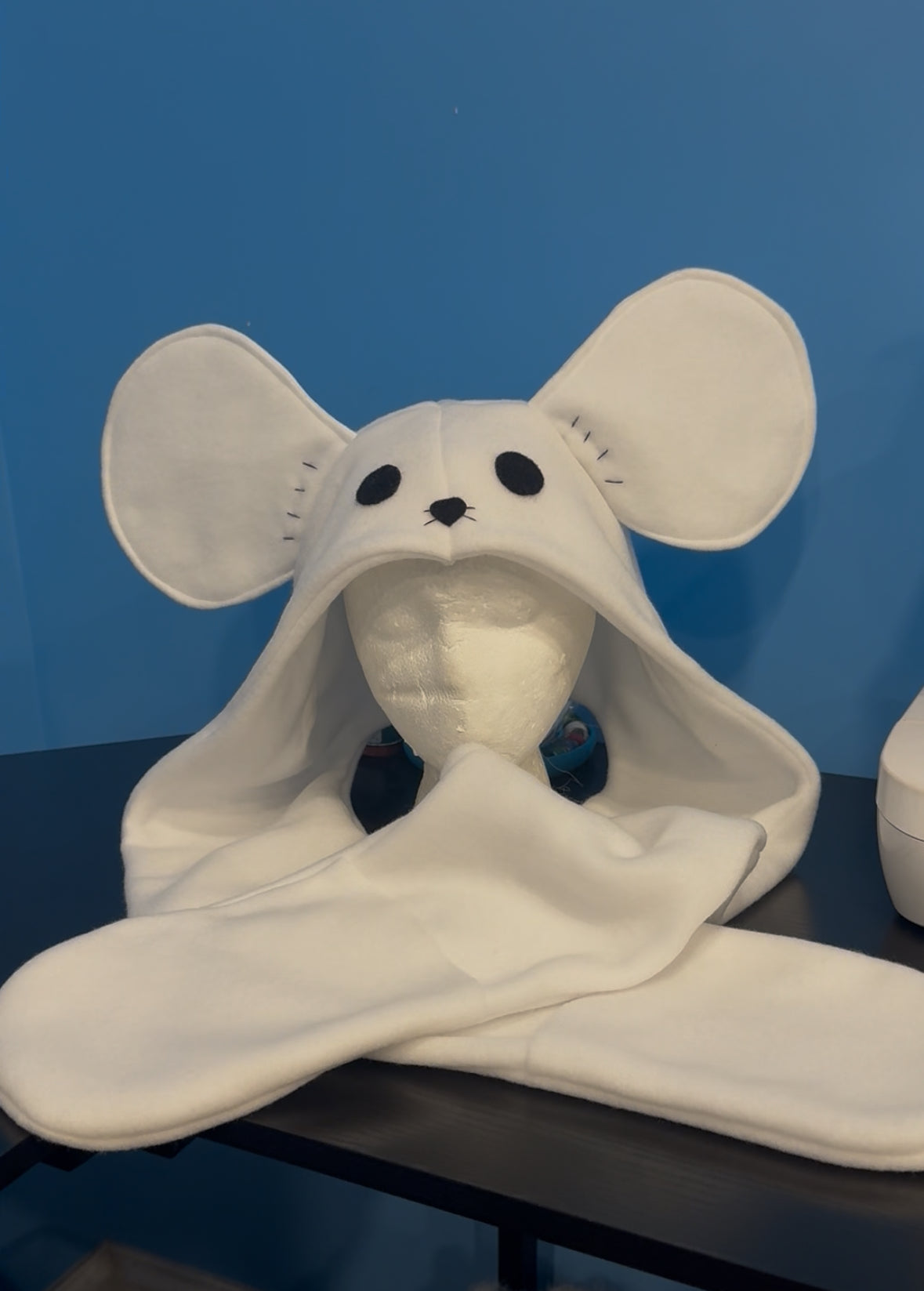 White Mouse Hat Scoodie Style