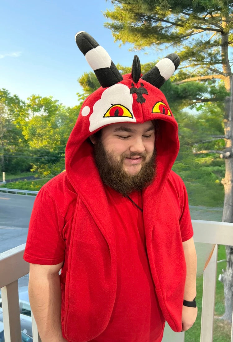 Red Imp Hat with Pockets Scoodie Style