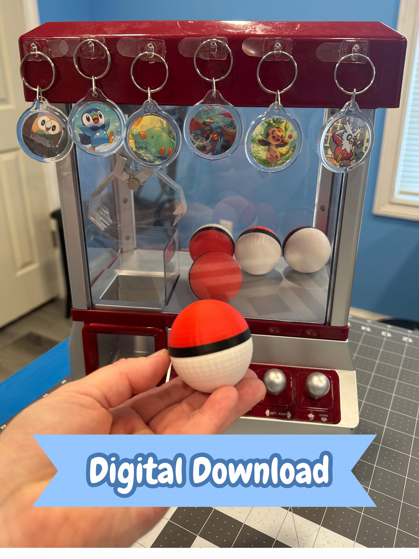 3D Print File for Red and White Ball STL 3MF for Gashapon or Claw Machine Capsule