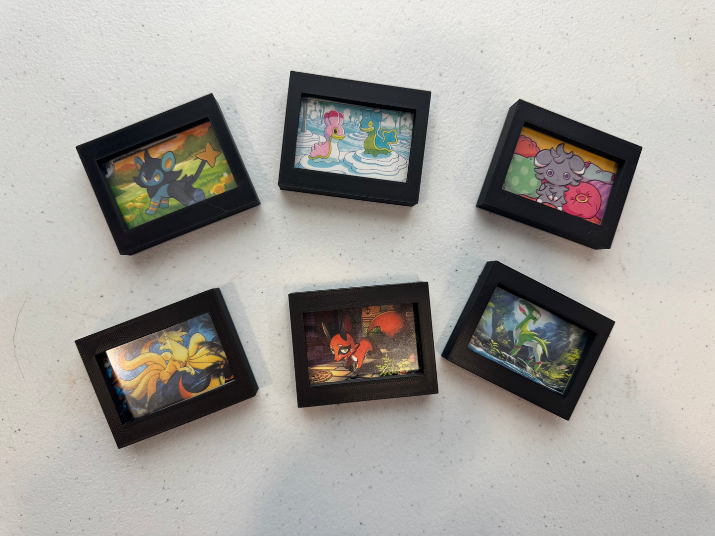 Card Photo Frame Fridge Magnets Set of 6 (Black)