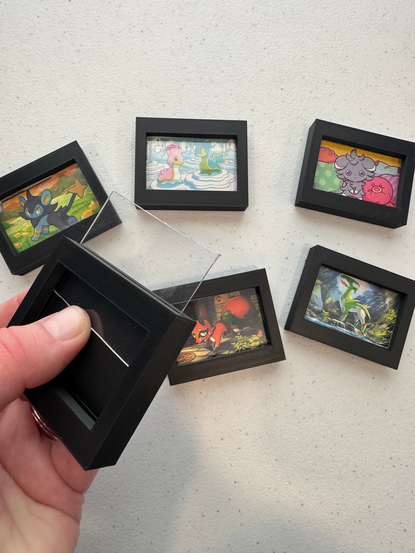 Card Photo Frame Fridge Magnets Set of 6 (Black)