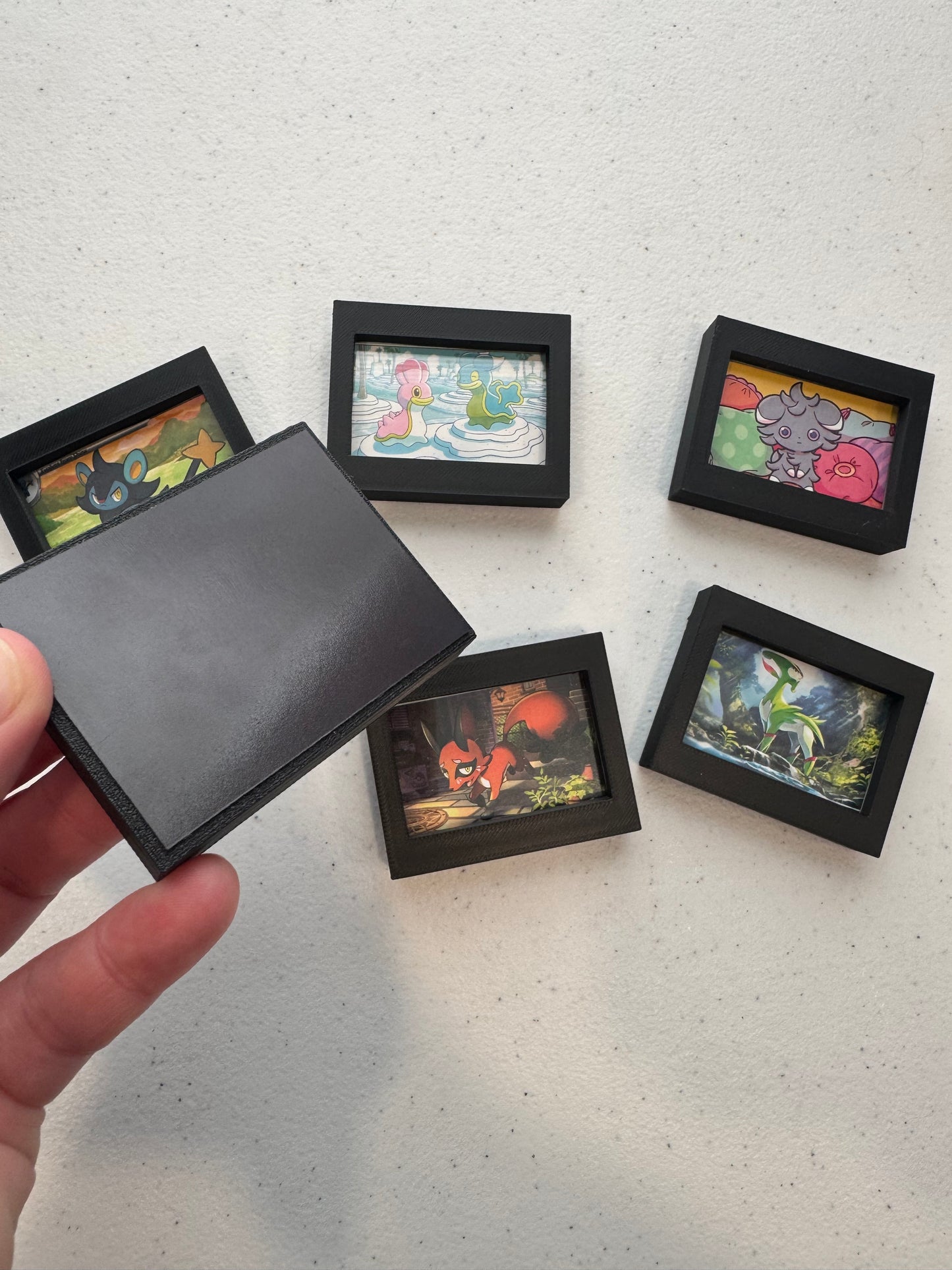 Card Photo Frame Fridge Magnets Set of 6 (Black)