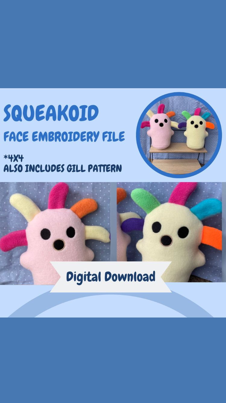 Squeak Plush Embroidery Pattern Face and Gills