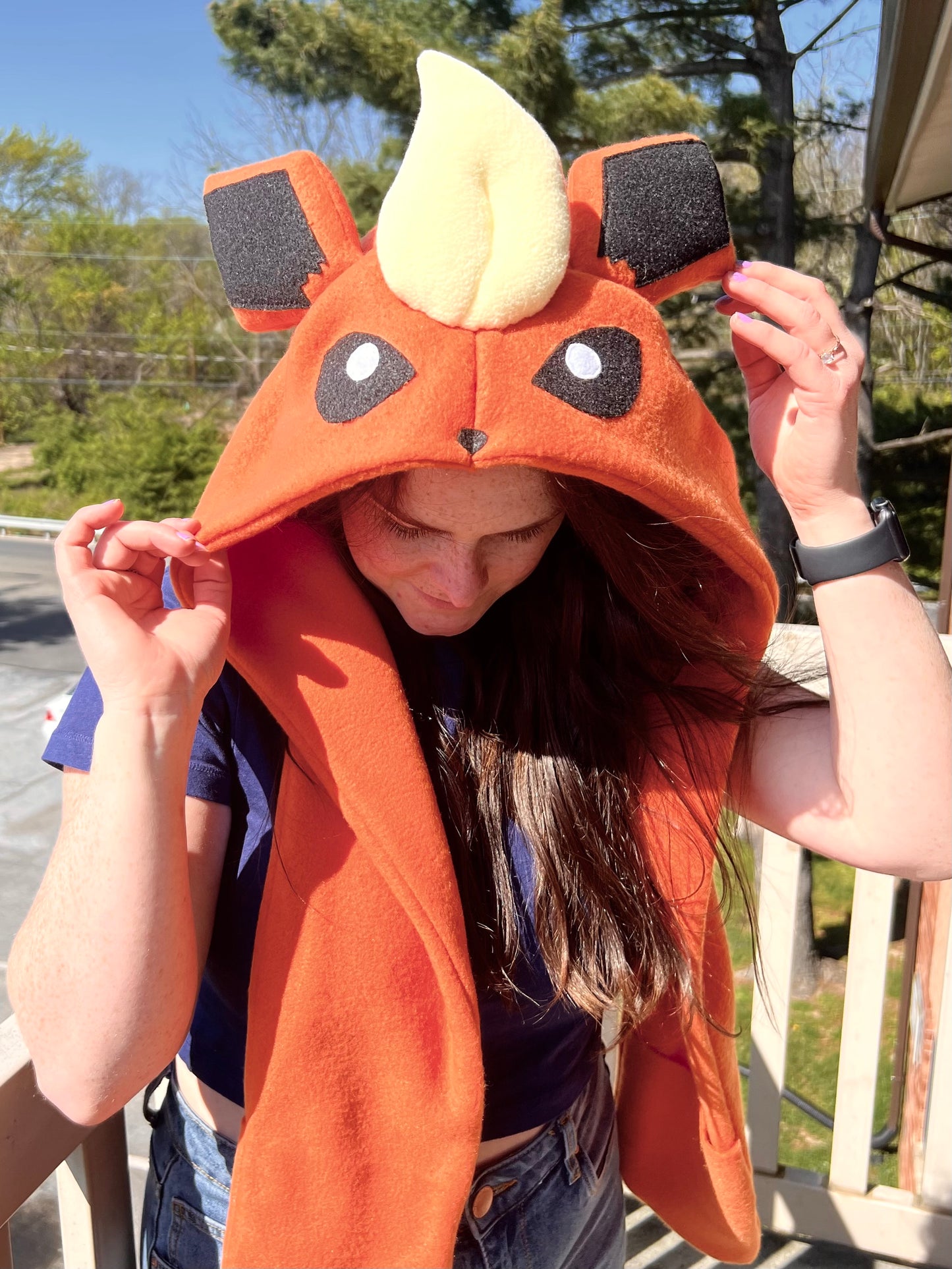 Fire Dog Hat with Pockets Scoodie Style