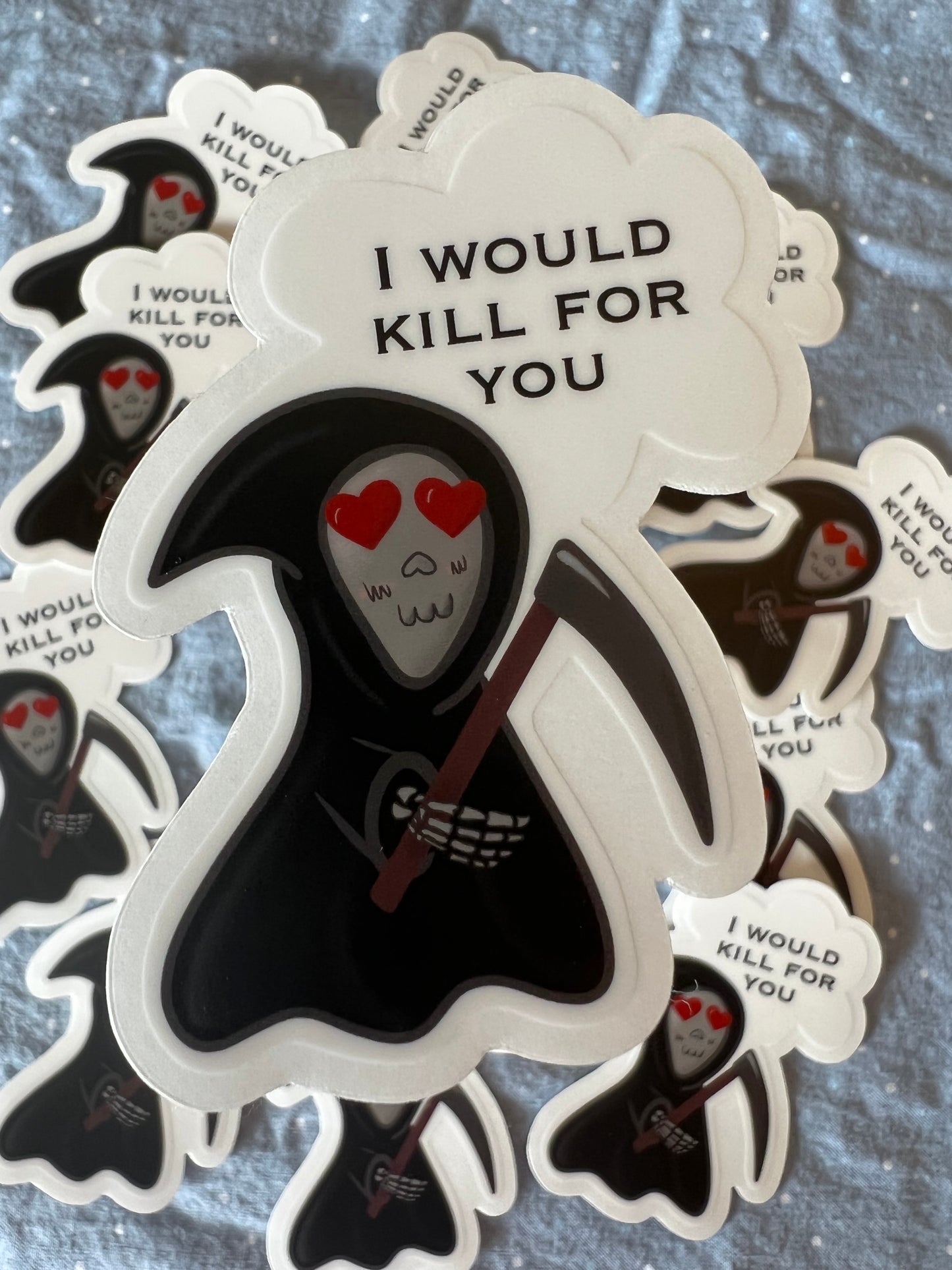 Grim Reaper "I Would Kill For You" Clear Sticker